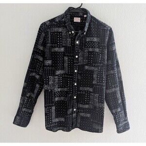 Hamilton Shirt Co Bandana Print Corduroy Shirt Men's Size Medium Navy Blue